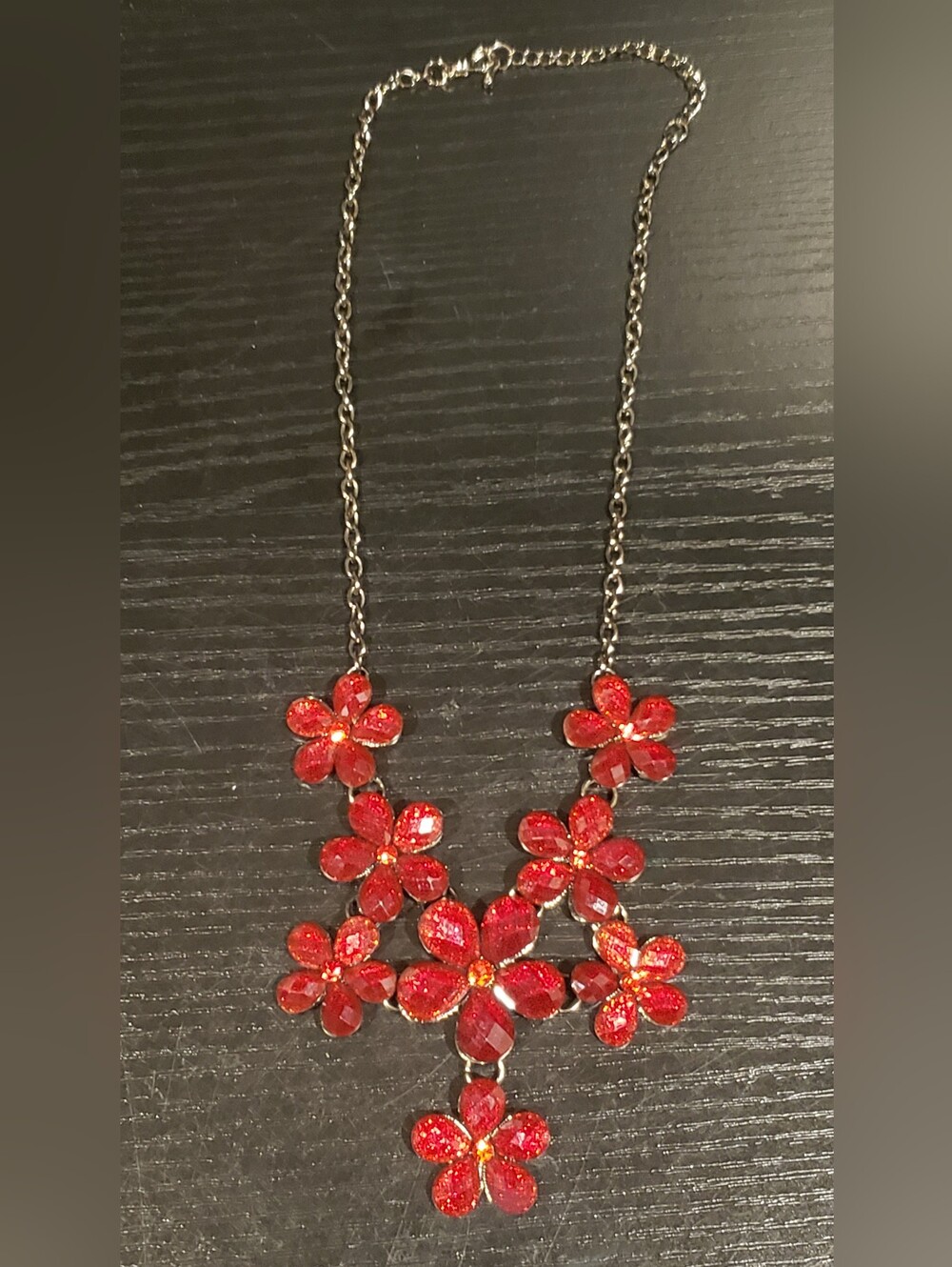 Red Floral Statement Necklace